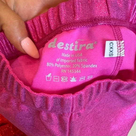 Destira Sparkly gymnastics shorts XXS - Red, Pink, Silver - Picture 4 of 5